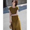 Elegant Summer Cap-Sleeve Cinch-Waist Dress
