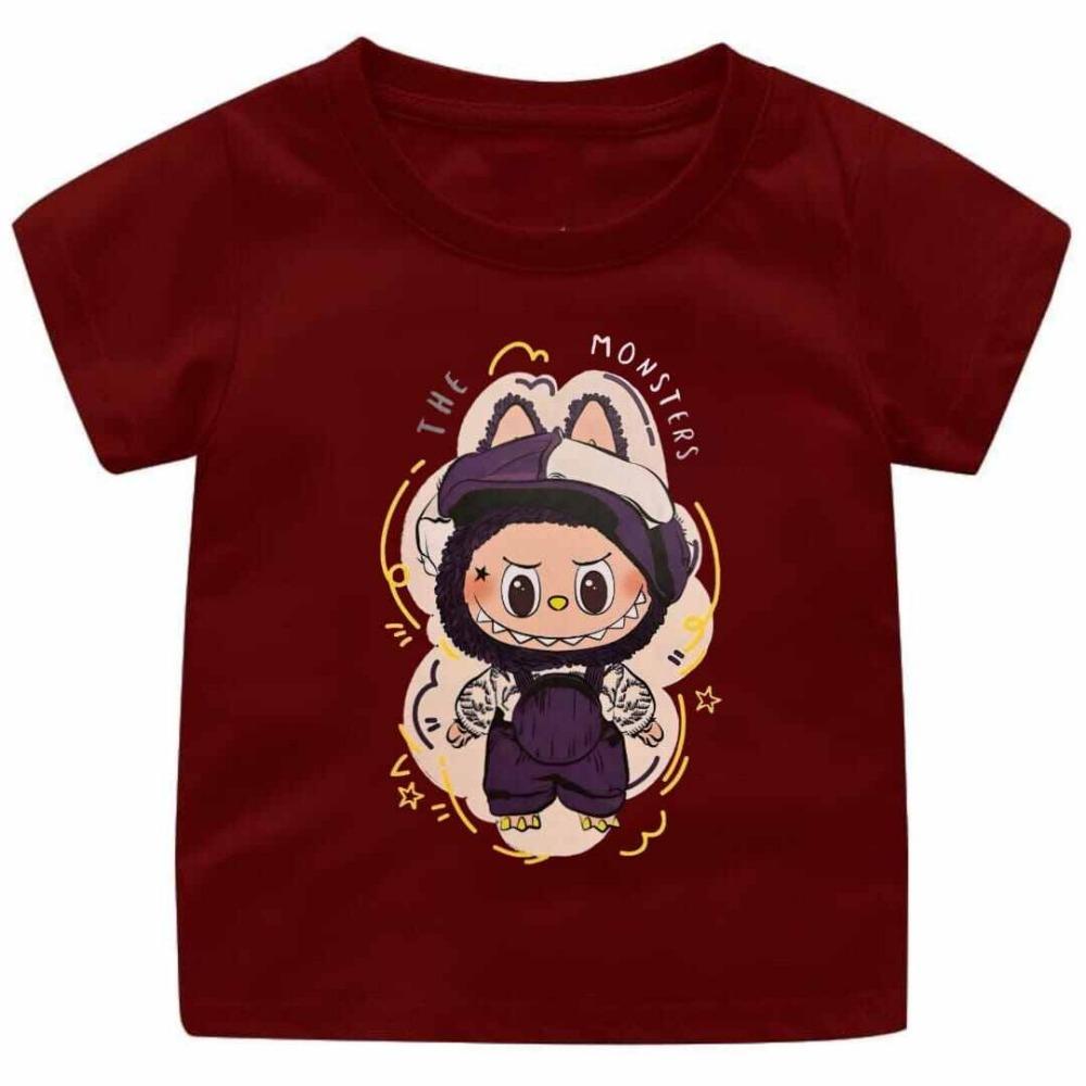 2025 New LABUBU Children's T-shirt Fashionable and Versatile Style Round Neck Short Sleeved Casual Girls' Top