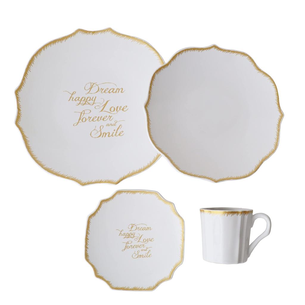 Dolce duo Dinnerware Set Includes a Large Cake and a a Coffee a and a Tea Perfect for or as a 4-Piece (HN-1253) - Plate, Plate, Teacup, Mug, Cup,