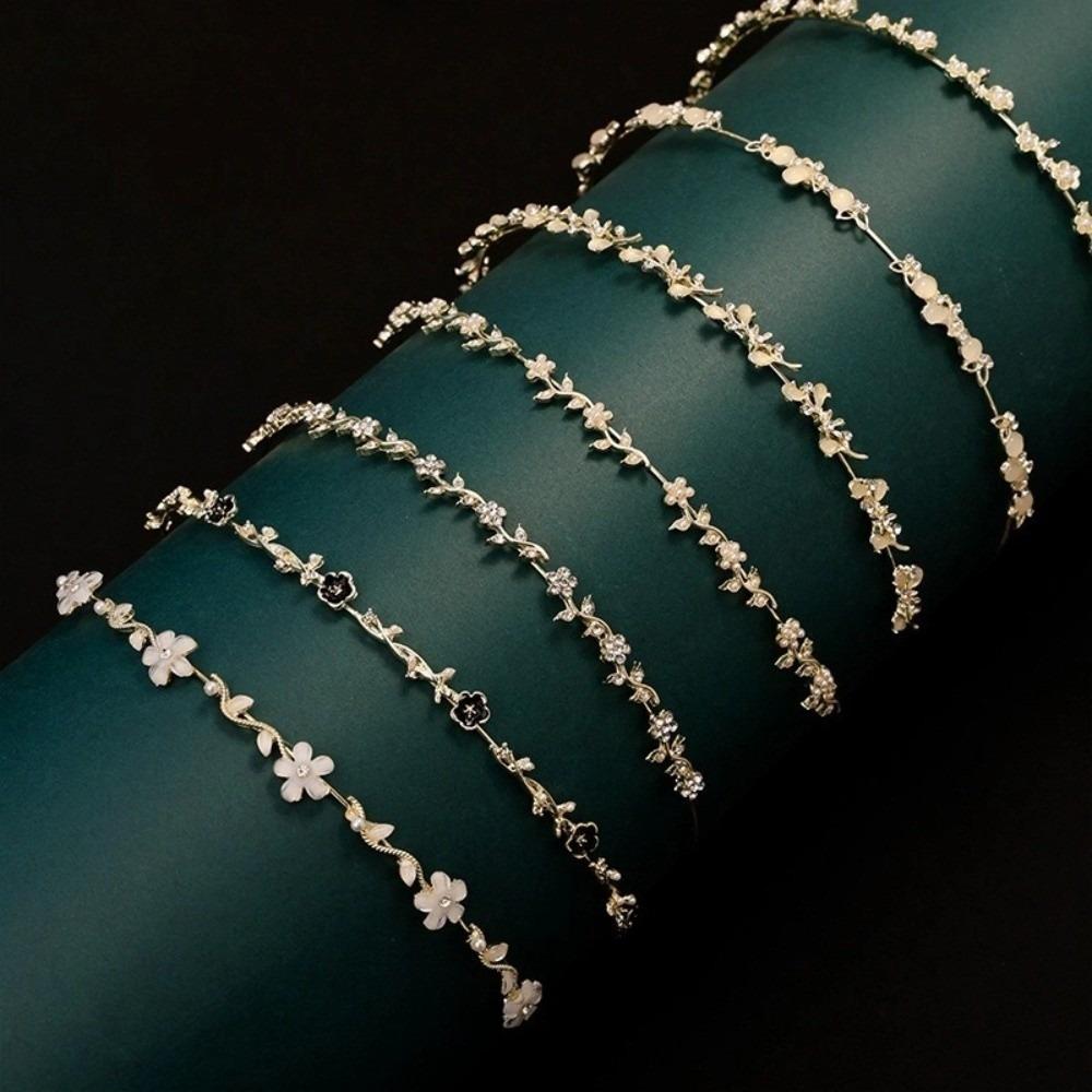 Pearl Rhinestone Flower Hairband Elegant Bow Crystal Tiaras Bridal Princess Crown Birthday Party