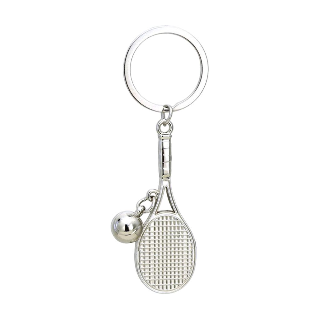 Sporty Zinc Alloy Keychain Featuring Hollowed Tennis Racket Designs Vacuum Electroplated Finish Collector's Accessory