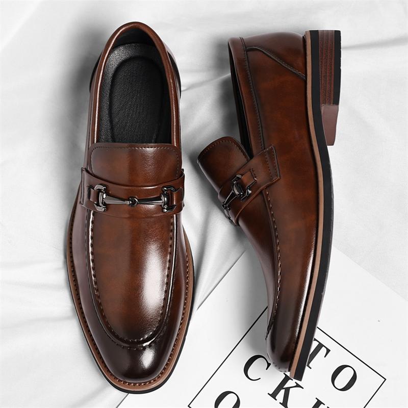 Fashion New Trend Men PU Leather Loafers Non Slip Walking Flats Outdoor Slip On Casual Shoes Breathable Man Driving Shoes Business Shoes