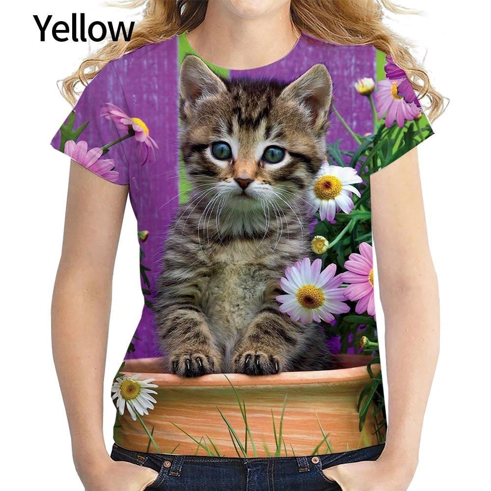 

Личностная женская футболка с 3D животным котом, женская футболка в стиле хип-хоп с принтом Харадзюку