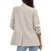 Women’s Long Sleeve Lapel Blazer with Leopard Print Cuffs Single Breasted Button Closure Classic Fit Jacket for Office or Casual Wear