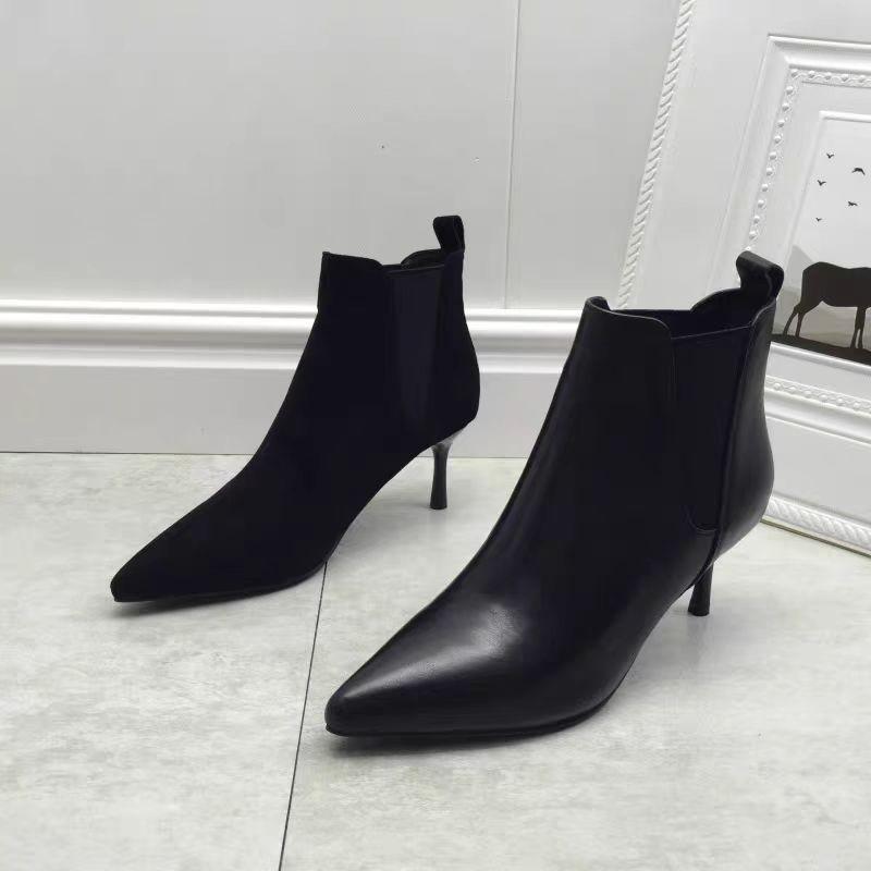 2025 Luxury Women'S Boots Spring Pointed Toe Stiletto Ankle Boots Fashion  Women High Heel Suede Side Zipper Boots