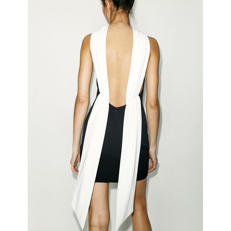 Summer New Women clothes French style Design Contrast Color Patchwork Sleeveless round Neck Short Dress 3067339