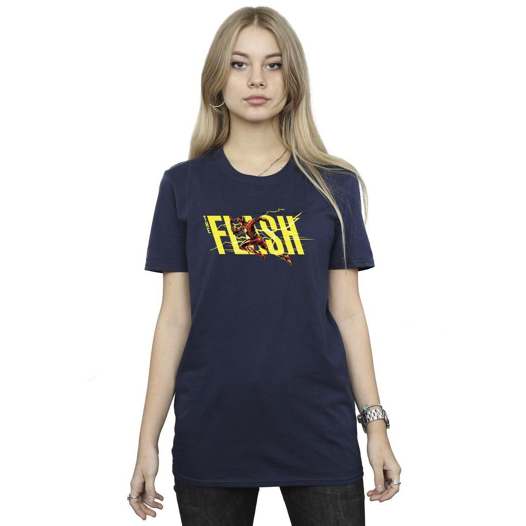 DC Comics Womens/Ladies The Flash Lightning Dash Cotton Boyfriend T-Shirt