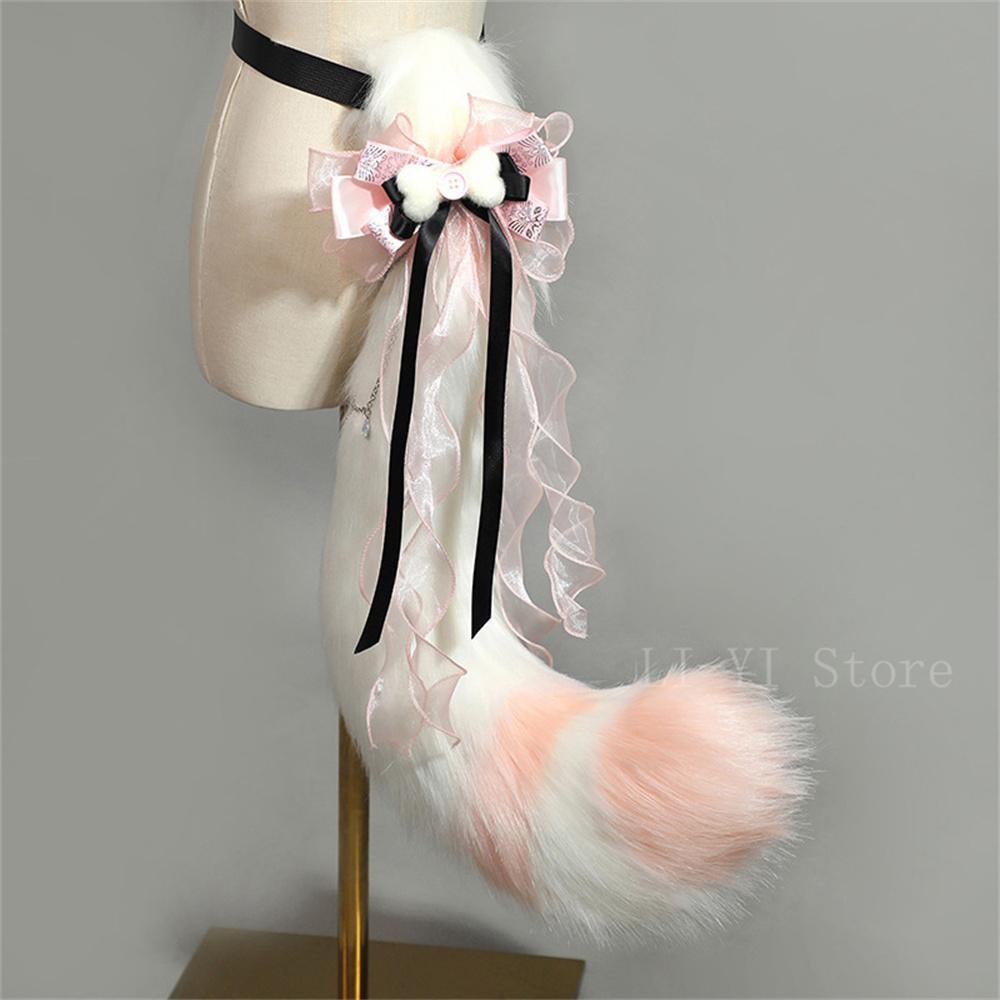 90cm Großer Pelziger Kitsune-Schwanz Cosplay Flauschiger Fuchsschwanz Lolita Anime Convention Plüschtier Schwanz Halloween Kostüm Zubehör about 90cm