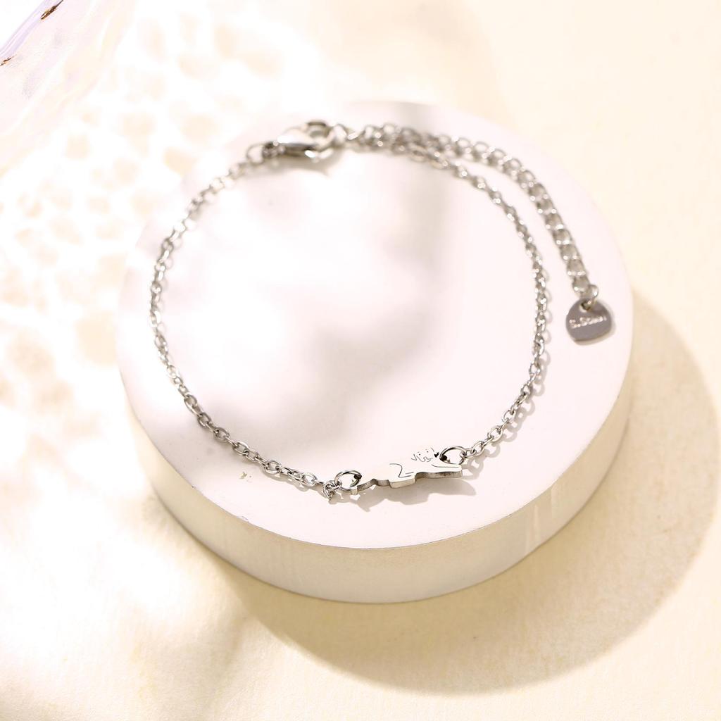 Stainless Steel Animal Fruit Bracelet - Kitten, Puppy, Strawberry Design