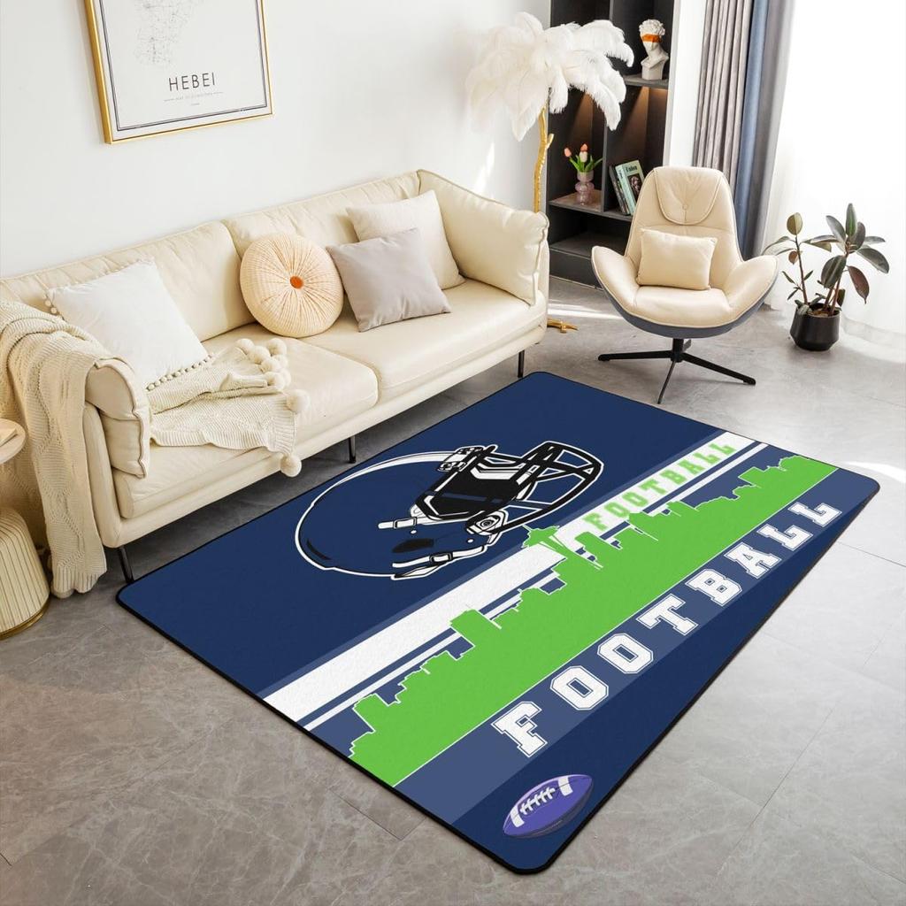 Erose Braut Fußball Stadt Bereichsteppich 4'11" x 3'3" Fußballteppich für Jungen Mädchen Braun Rot Rugby Spiel Teppich Fußballfans Schlafzimmer Dekor Sport B