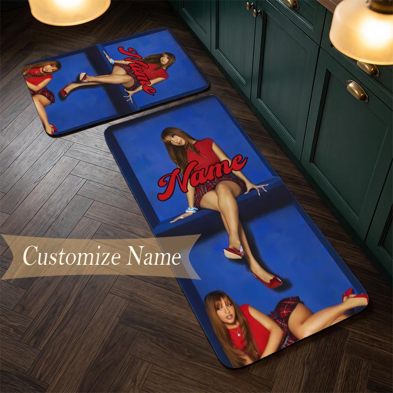 Pinkpantheress (1) Customize Name Flannel Kitchen Mat Soft Non-Slip Kitchen Floor Runner Rug for Home Kitchen Decor