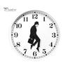 Quiet Sweep Clock Man Silhouette Wall Clock, Silent Non-Ticking Round Hanging Decorative Human Digital Analog for Home Office Bedroom Living Room