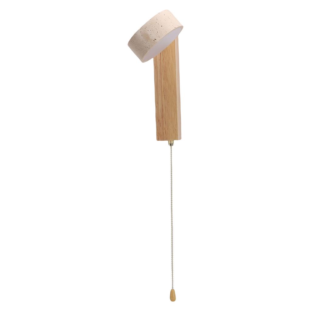 LED Wall Sconce Oak Wood Travertine Stone Modern Rotatable Wall Light Fixture Art Decor for Entryway Hallway Bedroom Bathroom
