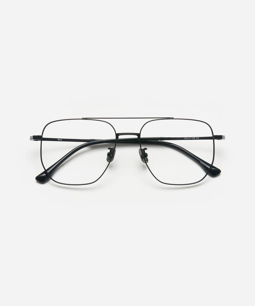Peullang Mf173 Wide Double-Bridge Titanium Eyeglass Frame Black (C5)