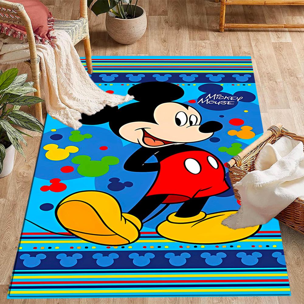 Mickey Mouse Adventure Disney Cartoon Theme Anti-Slip Rug - Polyester, Home Decor, Suitable for Bedrooms, Living Rooms, Doorways, and Studios