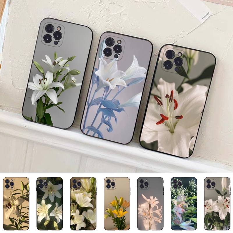Lily Flowers Phone Case For iPhone 14 11 12 13 Mini Pro Max 8 7 6 6S Plus X SE 2020 XR XS Funda Case