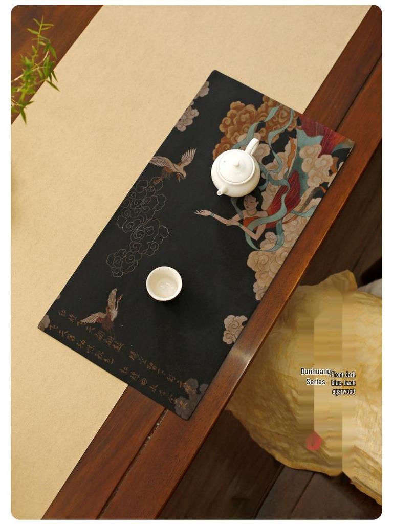 Taiwan Longjin Double-Sided Tea Tray and Zen Table Runner - Waterproof One-Person Cloth for Tea Ceremony