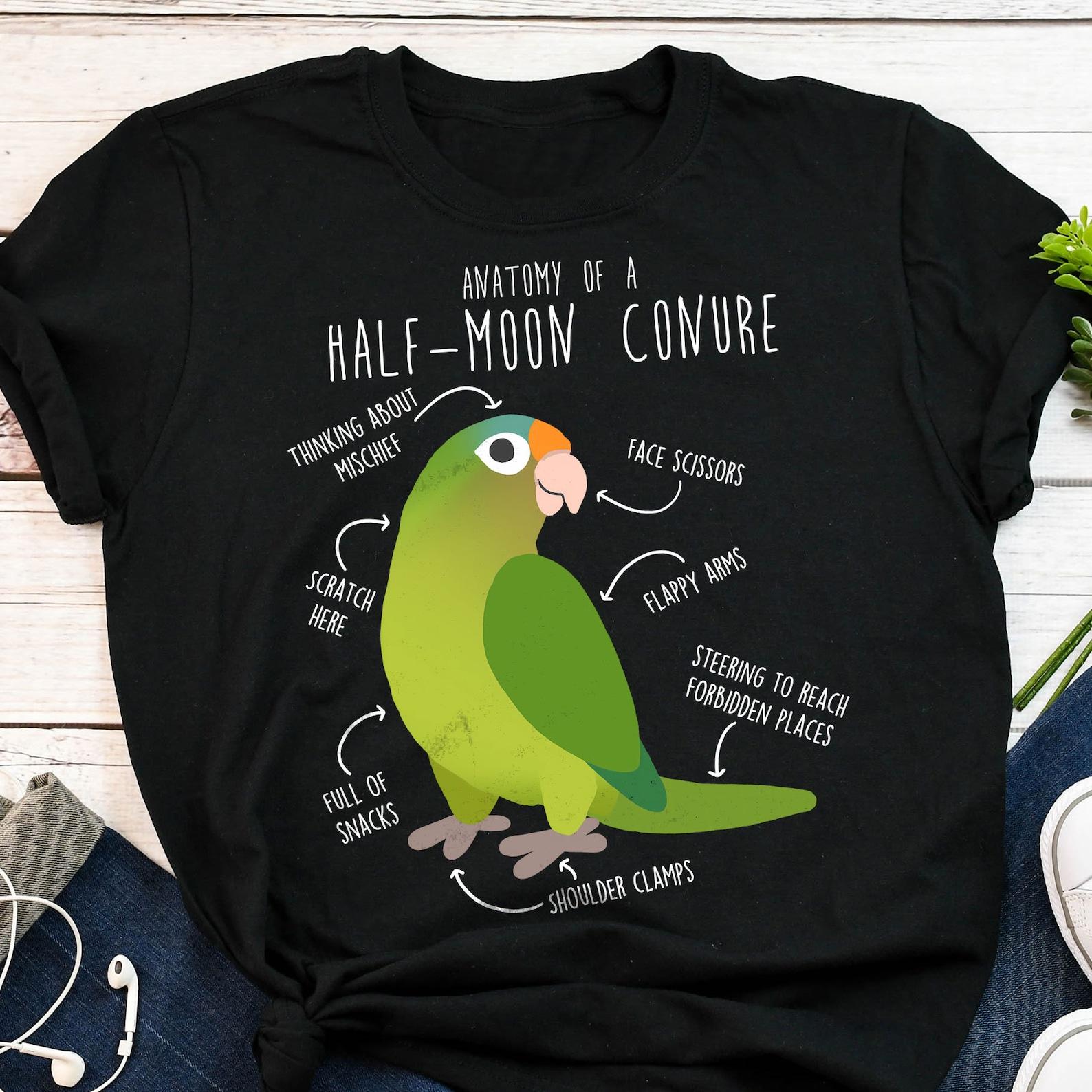 Half-Moon Conure Shirt, , , Funny Parrot Lover Gift, Cute Pet Halfmoon Conure T-shirt Orange Fronted Conure Mom Half Moon Conure Dad 120