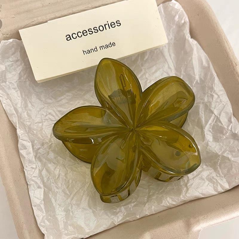 Fashion Flower Hair Clip For Women Hawaiian Acrylic Large Hair Claw Clip Crab Coffee Color Shark Clip Headdress Hair Accessories