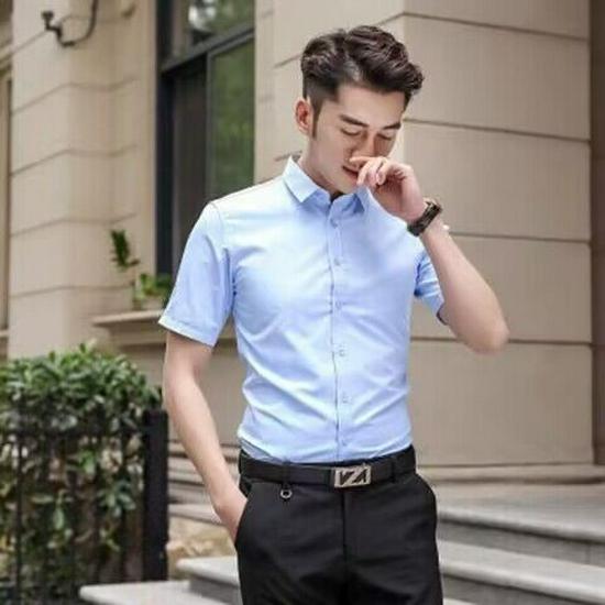 Men's White Slim Fit Long Sleeve Shirt - Korean Style, Spring/Autumn, Versatile Solid Color Business Wear