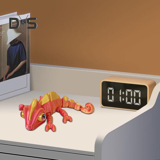 3D Printed Chameleon Figurine Movable Eyes Mini Lizard Figure Articulated Animal Model Toy Home Office Bookshelf Desktop Decoration Ornament