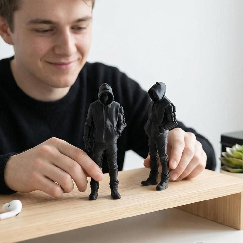3D Printed Punk Hoodie Statue Unique Home Decor Crafts Streetwear Style Figurine Desktop Use