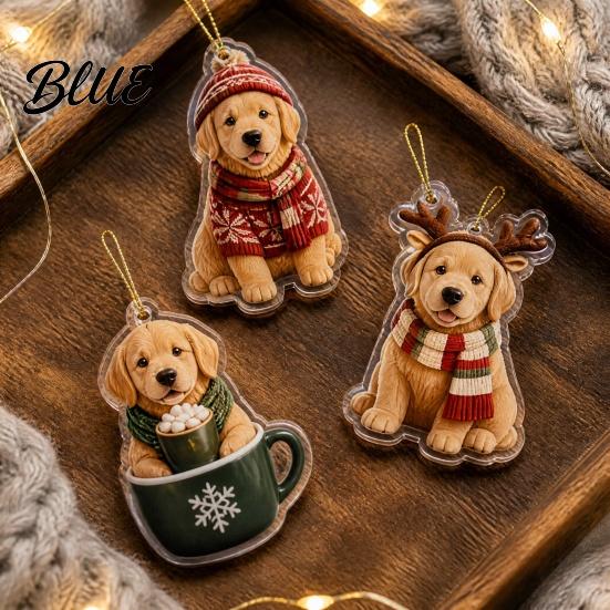 Winter Theme Pendant Set Dog Advent Calendars 2026, 2D Acrylic Ornaments Christmas Countdown Calendar, Creative Holiday Gift Box Cute Flat Puppy