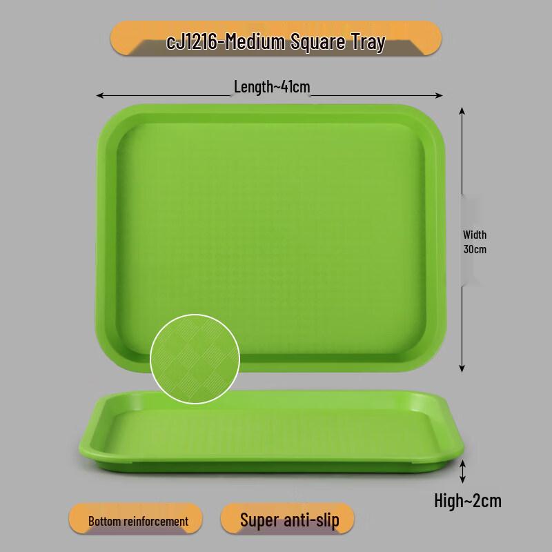 

Green Rectangular Anti-Slip Plastic Serving Trays (10-Pack)