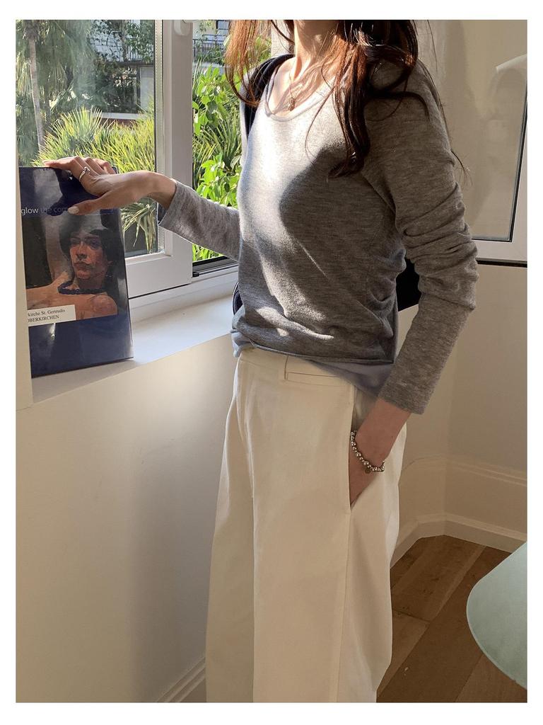 Vison Women's High Waist White Wide-Leg Pants - Spring 2026 Korean Style