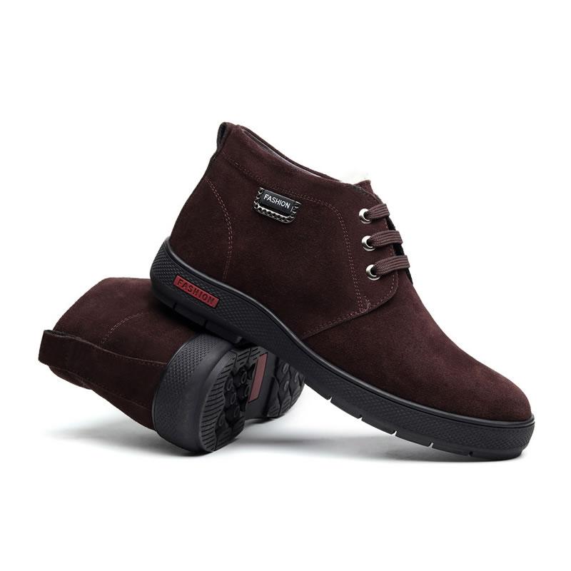 2025 Zima Nowe Męskie Botki Ciepłe Pluszowe Skórzane Zamszowe Buty Codzienne Outdoorowe Męskie Botki Śniegowe
