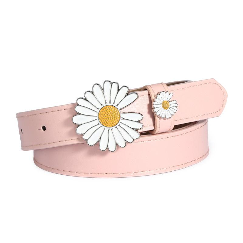 Daisy Buckle Belt Women Imitation Leather Alloy Buckle Belt New Belt Leisure Jeans Fashion Dress Women Belt