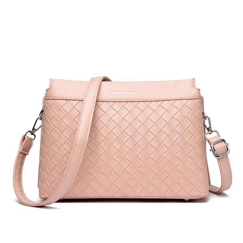 Niche versatile woven pattern messenger bag women's new solid color shoulder bag texture commuter simple small square bag