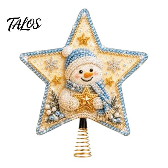 Unique Christmas Tree Accessories DIY Topper Star Kit with Faux Pearl & Rhinestone Materials, Santa Snowman Reindeer Festive Home Ornament Making