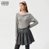 Teenie Weenie Women's Asymmetric Off-Shoulder Slim Fit Long Sleeve Tee
