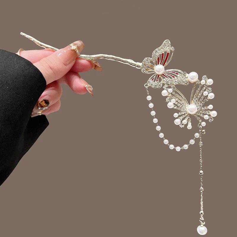 Butterfly Hairpin For Women Alloy Tassel Hairpins Vintage Floral Hair Accessories For Wedding Festivals Hairpins