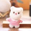 Clothes Wear Stripe Bear Pendant Plush Animal Toy Doll Bag Keychain Pendant