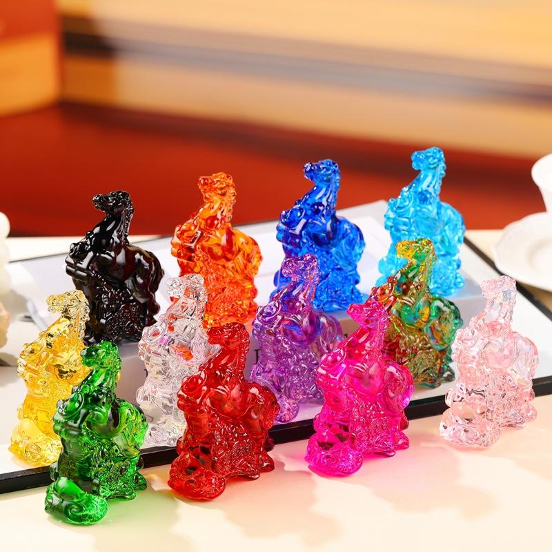 2026 Statuie Zodiac Cal Colecție Feng Shui Cristal Lux Ușor Ornament Prindător de Soare Cal Decor Birou Acasă