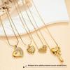 Stainless Steel Gold-Plated Love Heart Necklace with Inlaid Diamonds