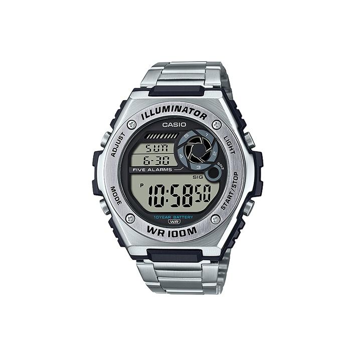 

Casio Youth Series Round Digital Display Street Cool Ten Year Power Liquid Crystal Quartz Movement Stainless Steel Strap Men Watches Gray MWD-100HD-1A Silver Gray Strap