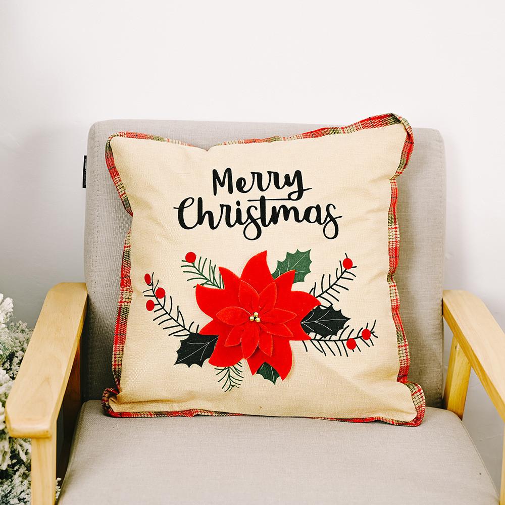 

Floral Christmas Eyecatching Decorative Pillowcase Featuring Bold Red Design For Vibes Festive