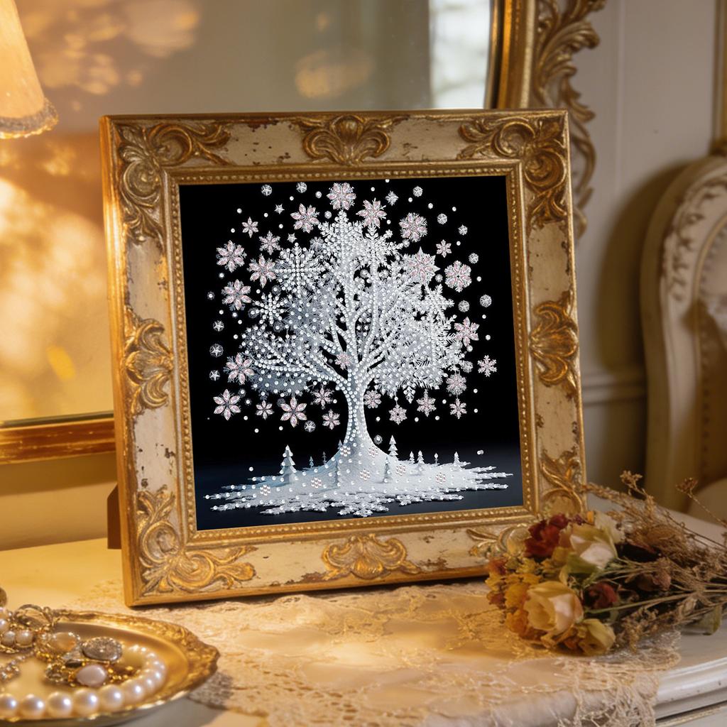 Winter Tree Special Shaped 5D DIY Partial Drill Gem Art Diamond Painting Kits for Adults/Beginners Gift Idea Home Decor 30x30cm