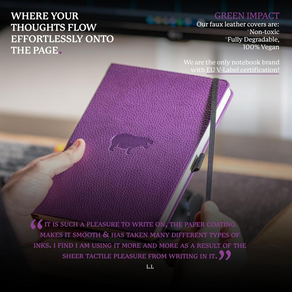 Wild Animals Lined Medium Purple A5 Hardcover Cream 100gsm Paper Bookband Bookmark Included Dingbats - Notebook, Birch, - - Ink-Resistant - Pocket, &