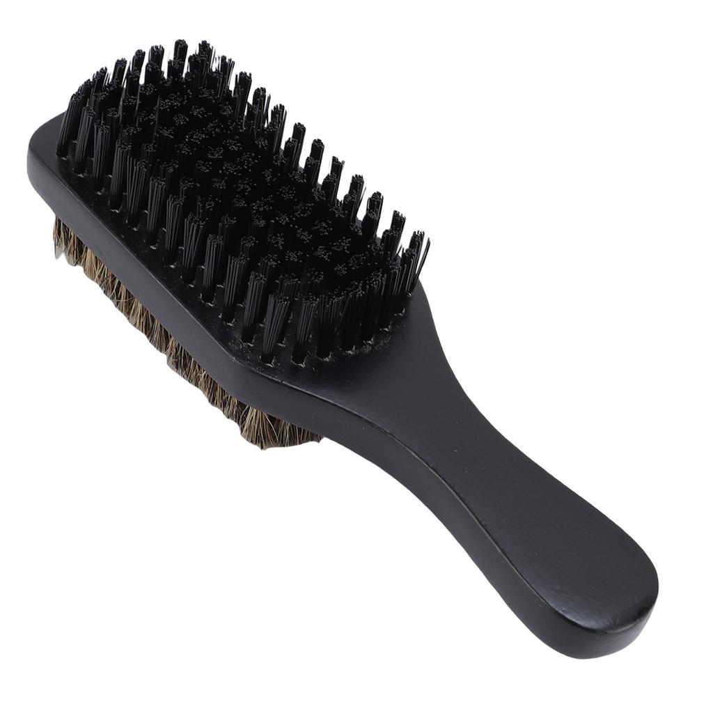 Double Sided Beard Brush Portable Ergonomic Wooden Handle Beard Grooming Brush for Men