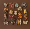 Vintage Baroque Flower & Butterfly Enamel Brooch Pin