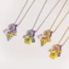 Colorful Ice Cream Necklace Simple Elegant Enamel Pendant Flower Zircon Necklace Valentine's Day