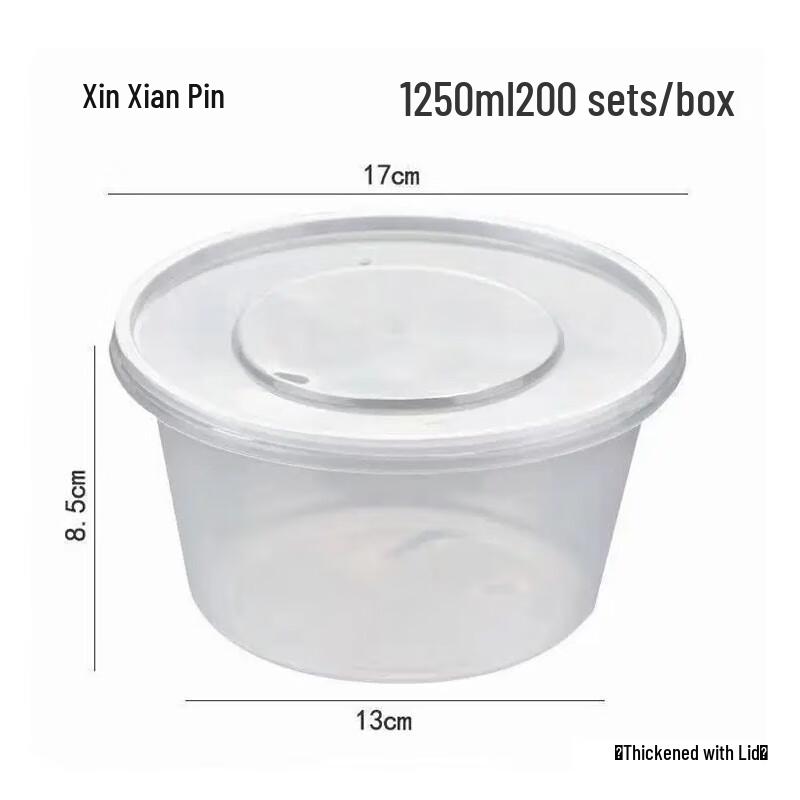 Disposable Round Transparent Plastic Takeout Containers with Lids