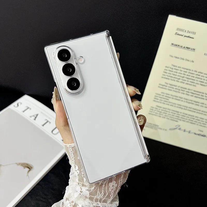 Half Pack Magnetic Phone Case for Samsung Galaxy Z Fold 7 6 5 5G Transparent Hard PC Hinge Protection Sockproof Clear Cover