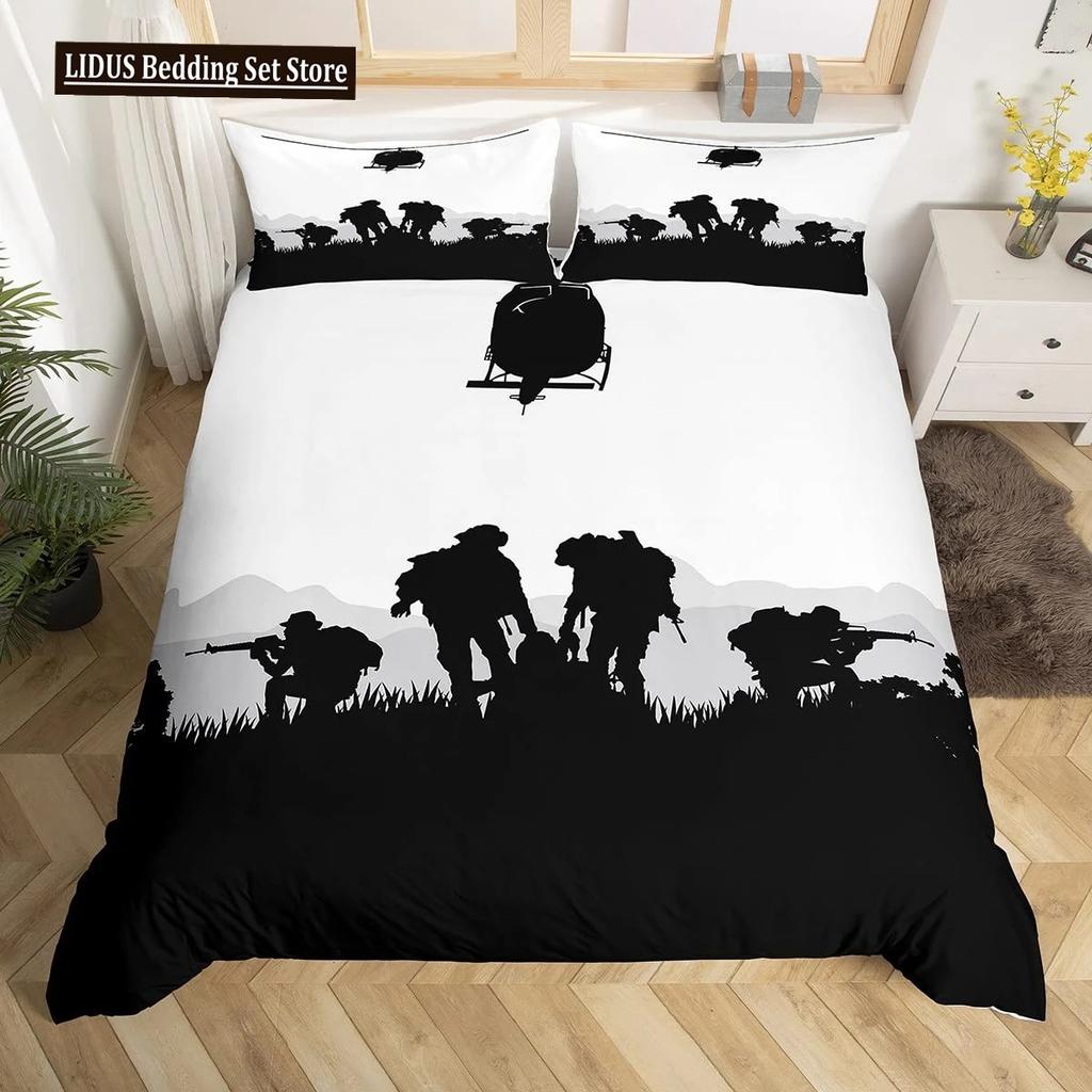 Special Police Print Duvet Cover American Soldier For Teen Adults Camouflage SWAT Theme Bedroom Decoration Polyester Quilt Cover