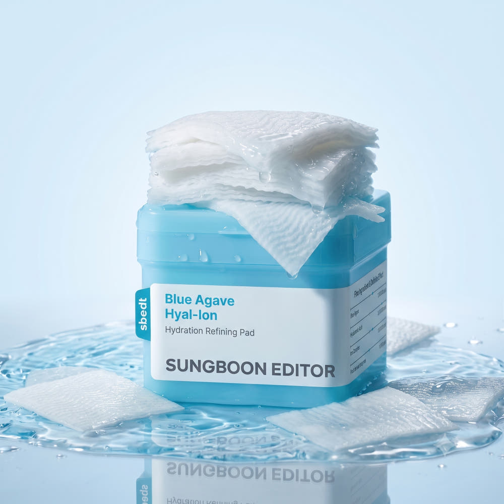 SUNGBOON EDITOR Blue Agave 99% High Purity Hyal Ion Moisture Pads Hydrating Toner Pads 60 Pads