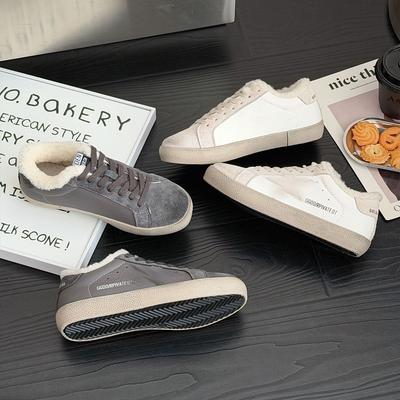 Star Board Schuhe Damen Herbst und Winter Neu Retro Poliert Leicht Schmutzig Flachsohlig Vielseitig Sportschuhe Lässig Baumwollschuhe